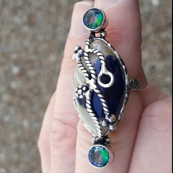 New Sodalite & Mystic Topaz 925 Silver Ring. - Picture 1 of 10